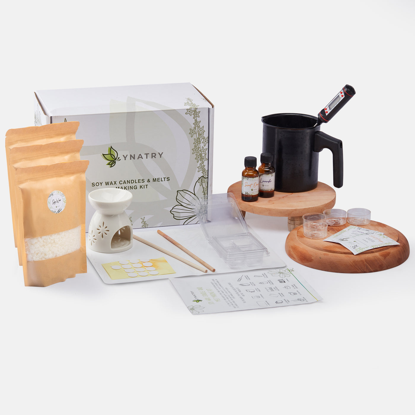 ynatry 86 Pcs DIY Soy Candle Making Kit for Adults and Beginners - Oil Burner included.