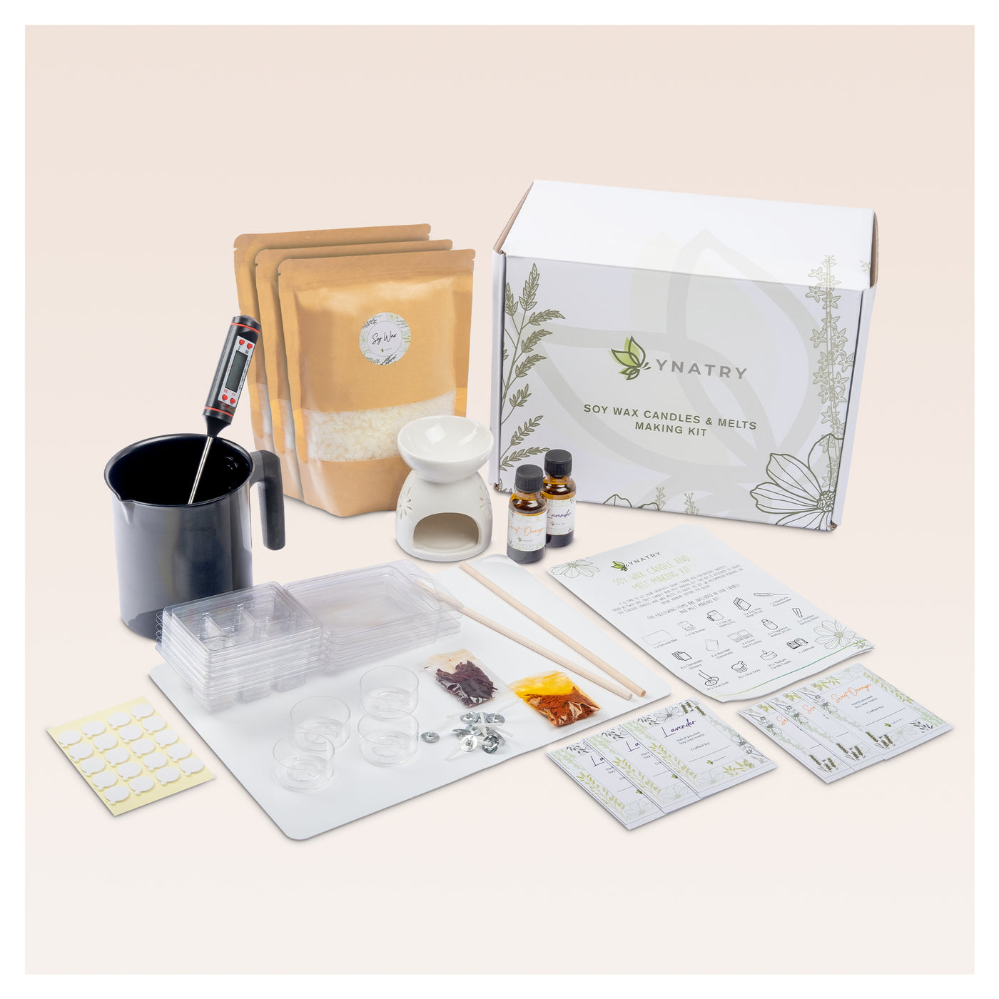ynatry 86 Pcs DIY Soy Candle Making Kit for Adults and Beginners - Oil Burner included.